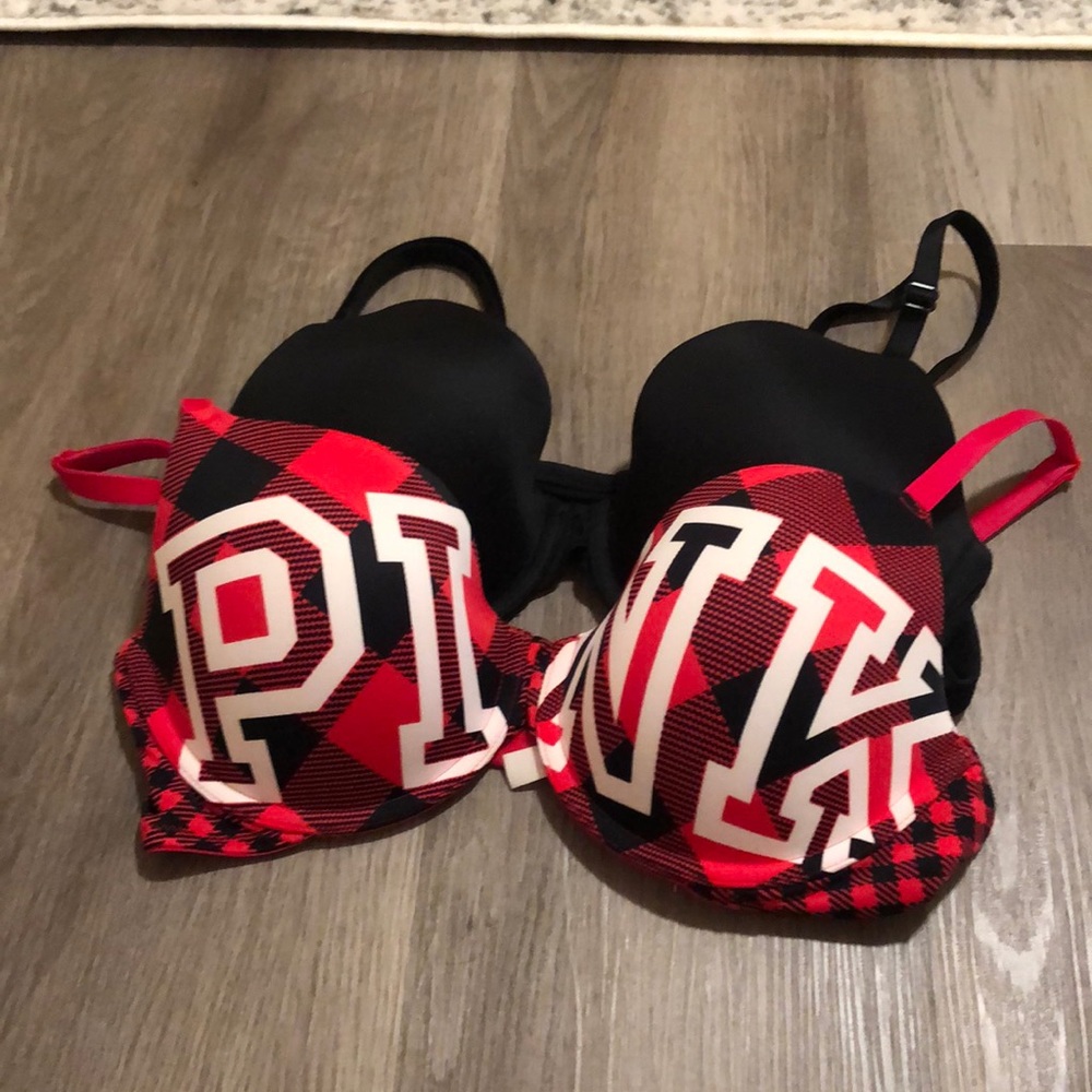 Red plaid and solid black pink by Victoria’s Secret bra bundle